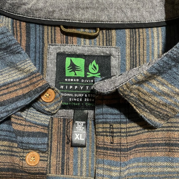 Hippy Tree Flannel Men’s Size XL (Fits like a Large) Blue, Brown, Gray - Picture 5 of 5